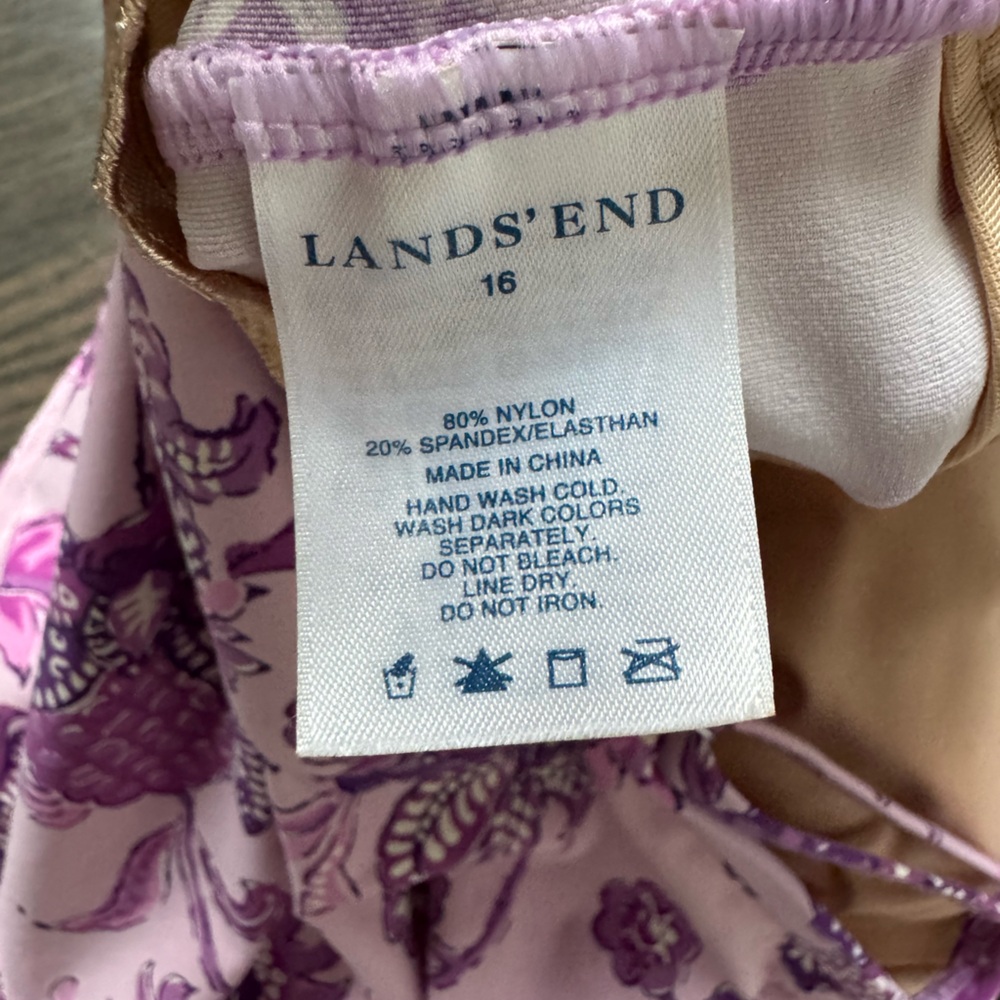 Lands' End Women's Purple Floral Print Underwire Tankini Swim Top Size 16 - Picture 5 of 5